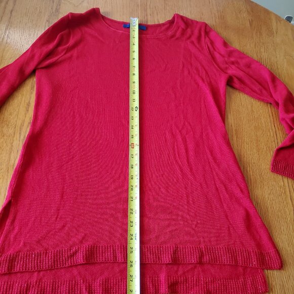 APT 9 Long Tunic Red Sweater with Metallic Threading Large - Picture 8 of 16